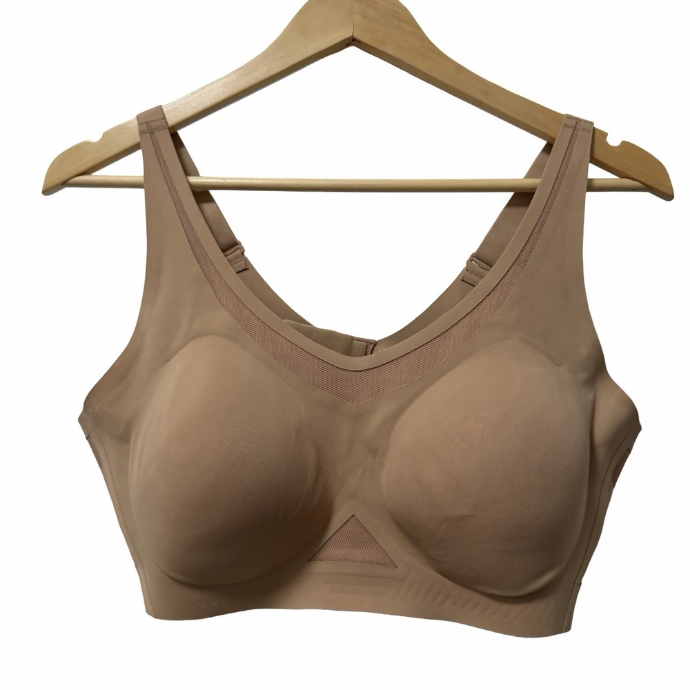 Honey‎ Love CrossFlex Activity Wireless Bra Size L Sand Supportive Full Coverage